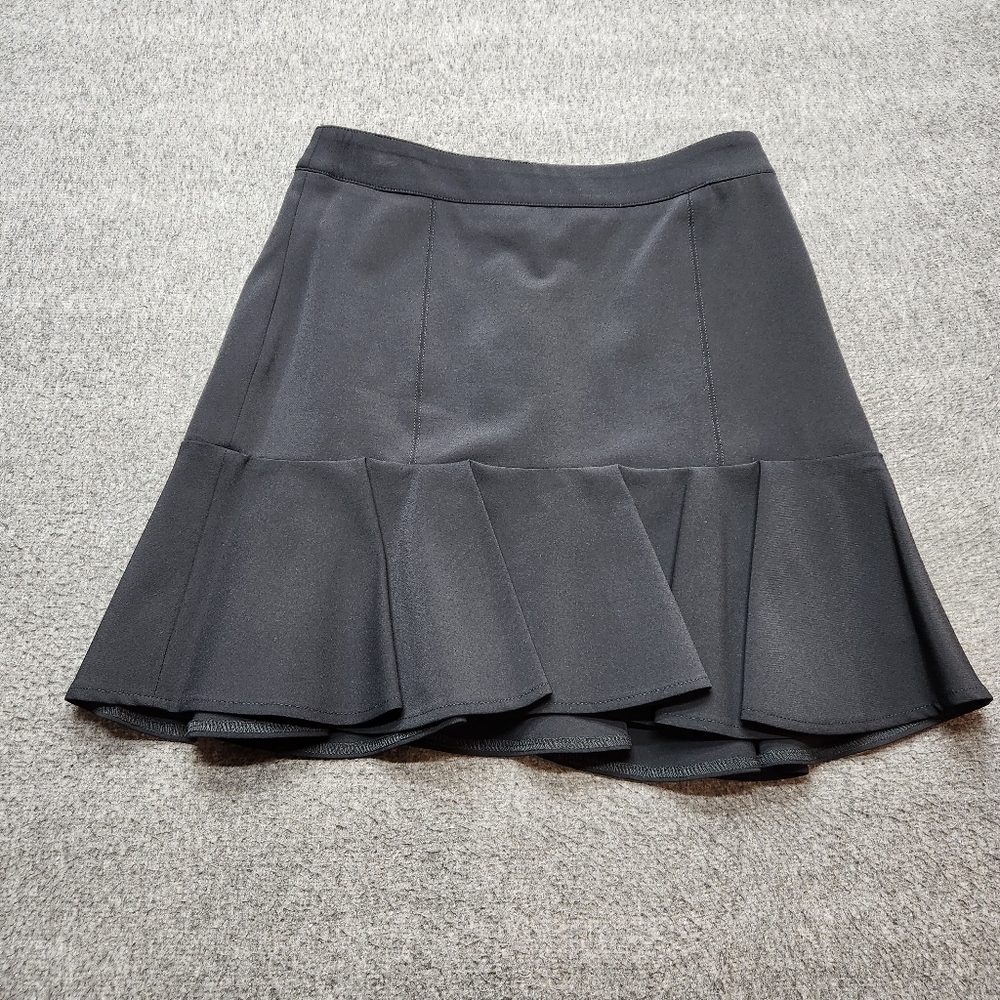 Veronica Beard Skirt Womens 8 Black Ruffle Hem Mini Career Classic